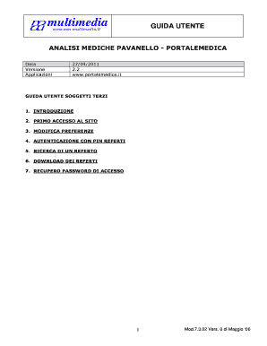 Pavanello Referti Online  Form