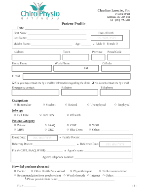 Physiotherapy Questionnaire  Form