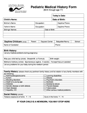 Adult Medical History Form PDS Web Pro