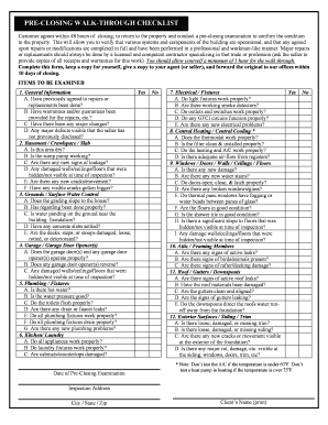 Pre Closing Checklistdoc  Form