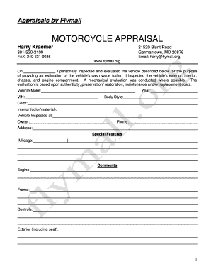 Motorcycle Appraisal Form