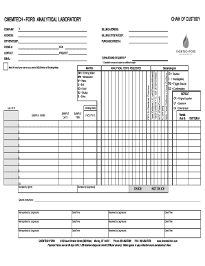 Wastewater Chain of Custody Template  Form