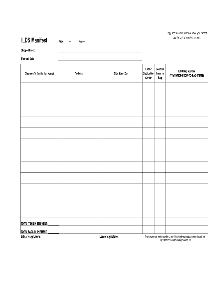 Ilds Manifest  Form