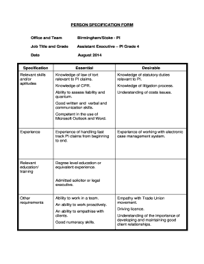 Person Specification Template  Form