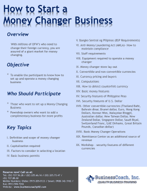 Bsp Requirements for Money Changer  Form