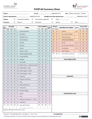 STARTAV Summary Sheet ProActive ReSolutions  Form