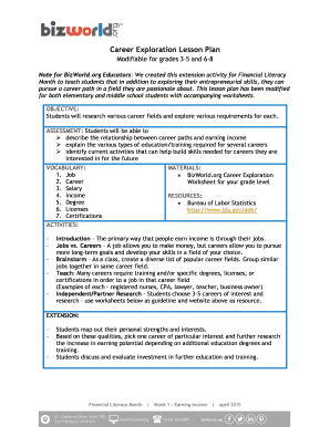 Career Exploration Worksheets PDF  Form