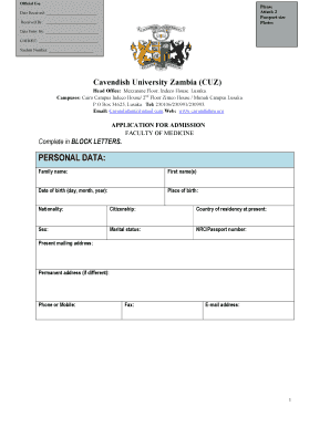 Cavendish Application Form