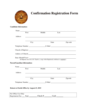 Confirmation Registration Form