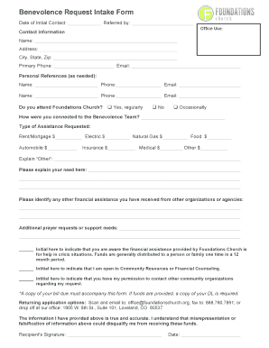 Benevolence Letter Sample  Form