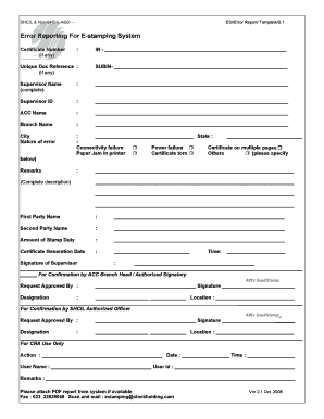 E Stamp Error Form