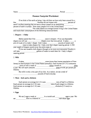 National Geographic Human Footprint Worksheet  Form