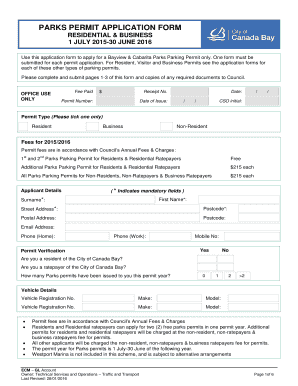 Canada Bay Parking Permit  Form