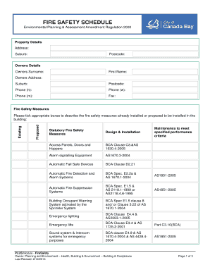 Fire Safety Schedule Template  Form