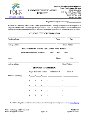 Land Use Verification Request Form Polk County