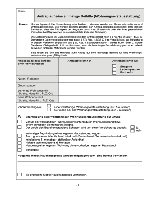 Antrag Auf Eine Einmalige Beihilfe Wohnungserstausstattung  Form