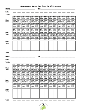 Printable Manding Data Sheet  Form