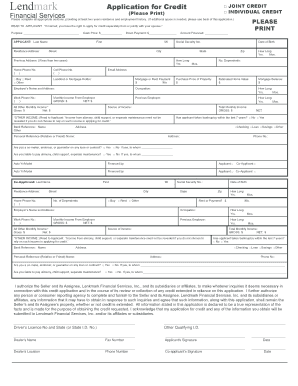 Window Works Lendmark BApplicationb for BCreditb  Form