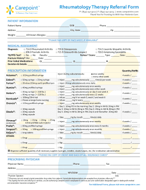 Rheumatology Therapy Referral Form Carepoint Rx