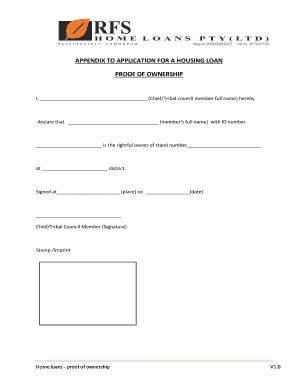APPENDIX to APPLICATION for a HOUSING LOAN PROOF of OWNERSHIP Nfmw Co  Form