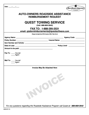 Quest Towing Reimbursement  Form