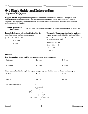 6 1 Study Guide and Intervention Angles of Polygons  Form