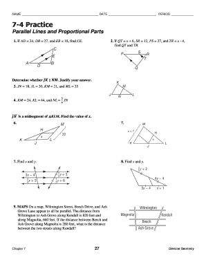 Parallel Lines and Proportional Parts Worksheet Answers  Form