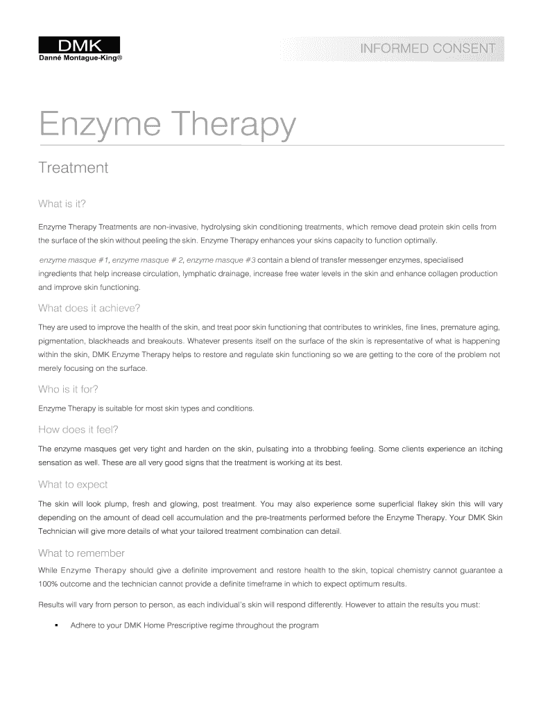 DMK Enzyme Therapy Consent Form 0514 Danne M King