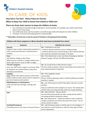 Illness Policy for Parents  Form