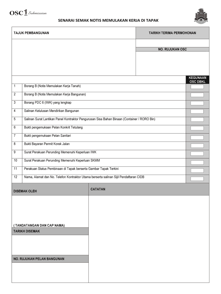 Borang B Dbkl  Form