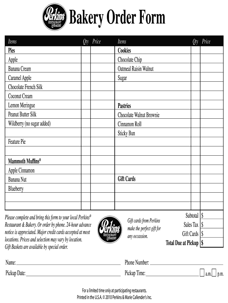 Restaurant Order Form