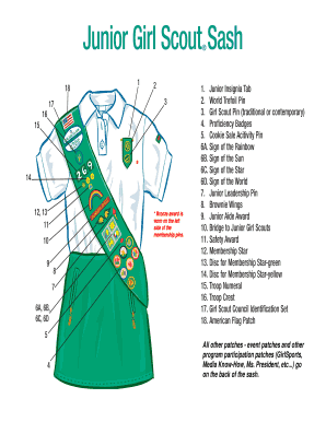 Jr Girl Scout Sash Badge Placement  Form