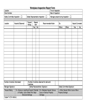 Workplace Inspection Report  Form