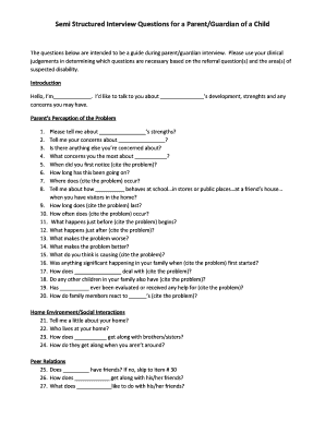 Semi Structured Interview Questions for a ParentGuardian of a Child Wacsep  Form