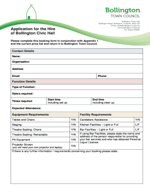 Civic Hall Booking Form