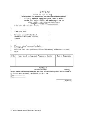 Declaration for Non Deduction of Tax at Source to Be Dtrj  Form