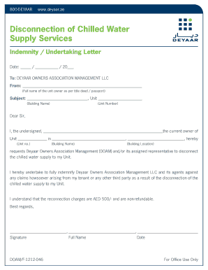 Application for Temporary Disconnection of Water Supply  Form