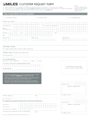 CUSTOMER REQUEST FORM 1 Please Complete the Form in BLOCK LETTERS
