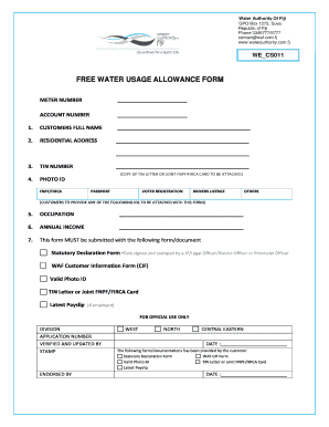 Water Authority of Fiji Forms