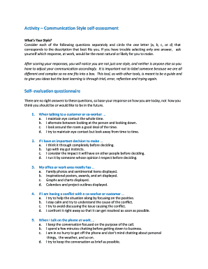 Communication Styles Self Assessment  Form