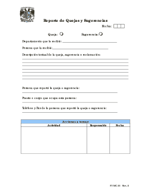 Reporte De Quejas  Form