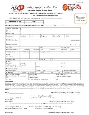 LOAN APPLICATION FORM PRADHAN MANTRI MUDRE YOJANA PMAY Njgb