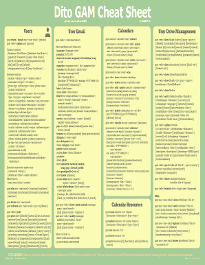 Gam Cheat Sheet  Form