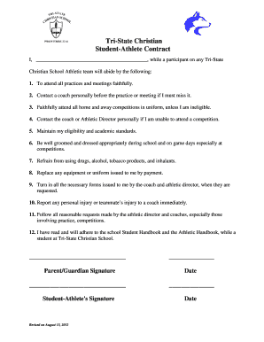 Student Athlete Contract Template  Form