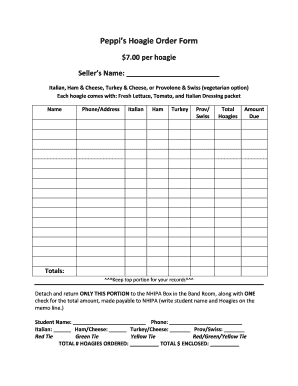 Peppis Hoagie Order Form BNHIPAb Nhipa