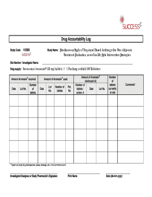 Drug Accountability Log Template  Form