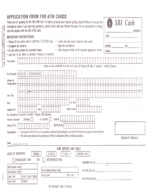 Sbi Atm Card Application Form Online