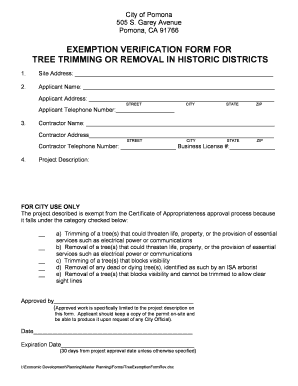 City of Pomona Tree Trimming  Form