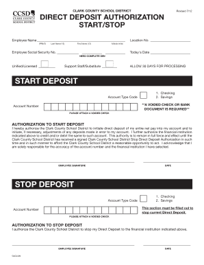Start Deposit Stop Deposit Clark County School District Form