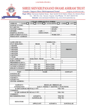 Samarpan Ashram Dandi  Form